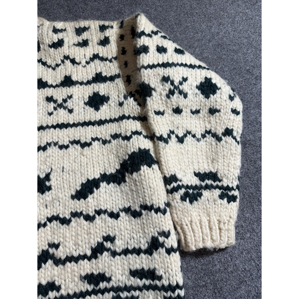 Vintage Fab Hand Knit Wool Canada Cowichan Cardigan Women's M/L - Picture 12 of 13